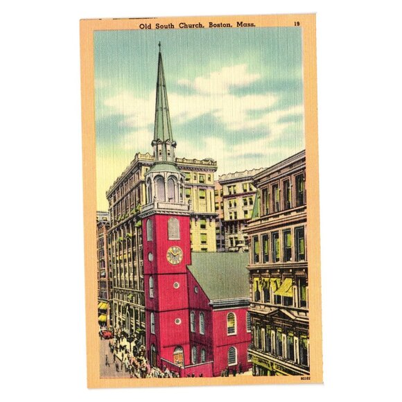 Vintage Old South Church Boston Mass Postcard Linen Finish Mid Century Religion - Picture 1 of 2